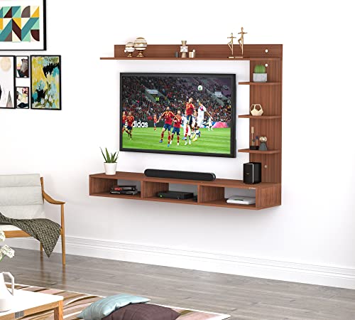Image of Anikaa Tyron Engineered Wood Wall Mount TV Unit /TV Stand /Wall Set Top Box Stand /TV Cabinet /TV Entertainment Unit (Walnut)(Ideal for Upto 42 inch)(D.I.Y)