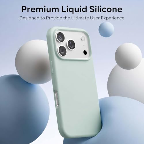 Image of DIZORO Compatible with iPhone 17 Pro Max / 18 Pro Max Case, Liquid Silicone 3 Layers Full Covered Soft Gel Rubber Phone Case,Shockproof Protective Cover with Anti-Scratch Microfiber Lining- Mint