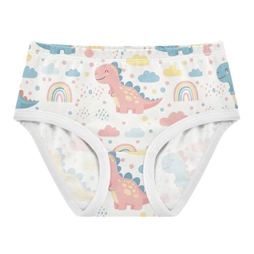 Cute Pastel Dino Toddler Girl Undies, Cotton Underwear Girls, 2T–8 Years