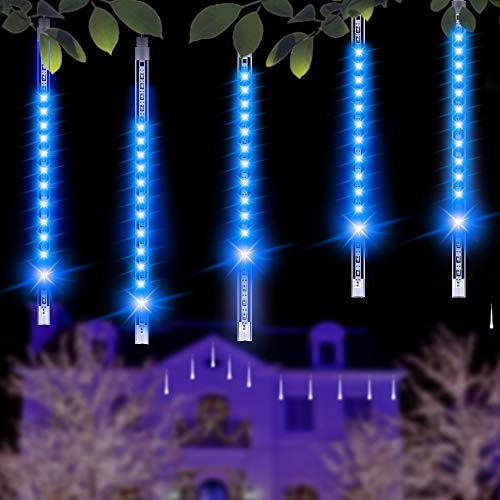 Minger guirnaldas luminosas 30 cm 8 tubos 144 LEDs luminoso impermeable LED meteoro luz exterior
