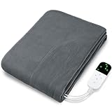 電気毛布 掛け敷き兼用 洗える【160x80cm 7段階温度調節 2-4-8-12H切タイマー】AI過熱保護 80W 節電 ダニ退治 電気ブランケット 速暖 省エネ 軽くて柔かい生地 肩掛け 膝掛け シングル 防寒対策 暖房器具 キャンプ オフィス 車中泊 ギフト PSE認証済み (グレー, 160*80CM)