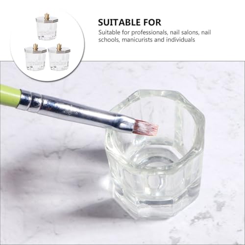 Bowl de cristal octagonal para líquido de uñas 3 piezas miniatura 3
