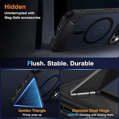 Image of for Google Pixel 10 Pro XL Case with MagSafe [Invisible Kickstand] [Charge While Standing] [Military Shockproof]Translucent Matte Soft Silicone Bumper for Pixel 10 Pro XL Phone Case Slim, Black