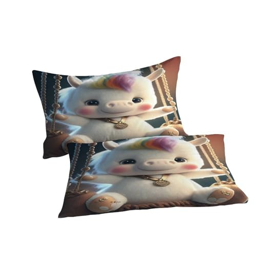 Housse de couette fermeture éclair lit Super King motif licorne - 7