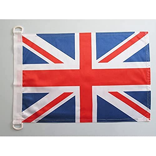 AZ FLAG - Drapeau Royaume-Uni - 45x30 cm - Pavillon Nautique Anglais - Uk - Grande Bretagne Spécial Bateau Et Extérieur En Maille Bloquée Avec Anneaux Plastiques Intégrés - 30g