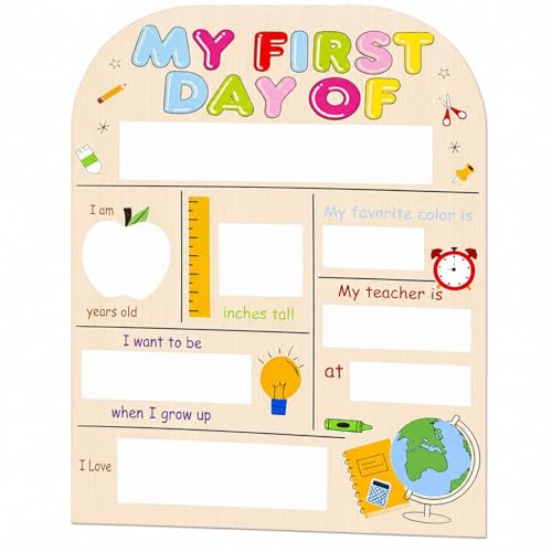 Wooden Chalkboard First Day of School Board My First and Last Day of School Message Chalkboard Reusable Back to Schools Double Sided Sign for Students DIY Photo Prop Commemorate (9.8x7in)