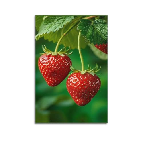 Poster fraises rouges sur vigne pour décorer une cuisine moderne