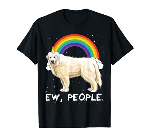 Rainbow Great Pyrenee Ew People Unicorn Dog T-Shirt, Black