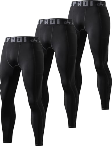 LAFROI Herren 3-Pack Schnelltrocknende Kompressions-Thermisch Leggings-MYSK01 Black Size XL