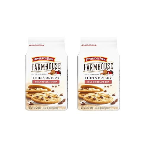 Image of Pepperidge Farm Farmhouse Thin and Crispy Milk Chocolate Chip Cookies, 6.9 OZ Bag, 14 Count (Pack of 2)