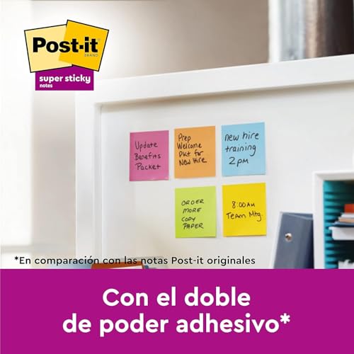 Post-It Notas Super Sticky Colección Soulful Color, Paquete de 6 Blocs de Notas, 90 Hojas por Bloc, 76x76 mm, Rosa, Morado, Verde, Gris, Azul, Extra Adhesivas para Listas de Tareas y Recordatorios - imagen 4