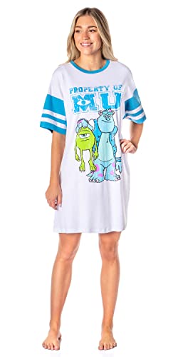 Disney Womens Monsters University Varsity Football Tee Oversized Night Shirt Mike Sulley Nightgown (Small) White #TOP3