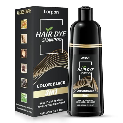 Black Hair Dye Shampoo 3 in 1 Gray Hair Coverage