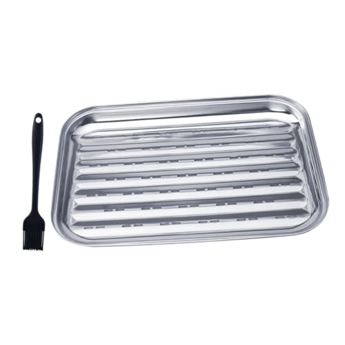 SUPVOX Versatile Stainless Steel Grill Plate Salad Plate Turkey Tray Oven Tray BBQ Utensil Ideal for Outdoor Cooking Camping