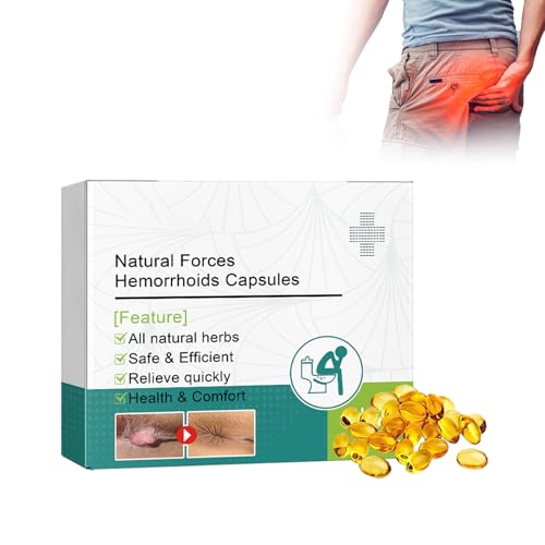 Natural Herbal Hemorrhoid Relief Capsules - Fast Pain Relief for Internal & External Piles with Cooling Soothing Effect
