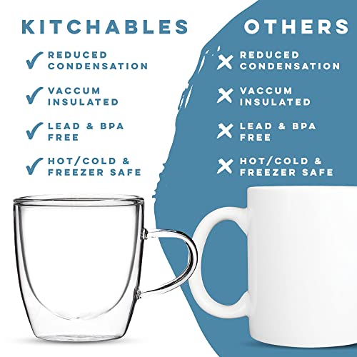 Insulated Coffee Mug With Handle, Double Walled Glass Coffee Mugs And Glass Tea Cups, Borosilicate Glass Mug, Coffee Mug Set Of 4, 5Oz #TOP2