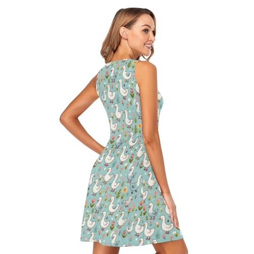 Image of ALAZA Women's Summer Dress Sun Dress Sleeveless with Pockets
