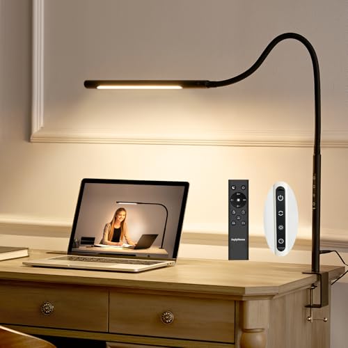 JoylyHome デスクライト LEDクリップライト 【無線リモコン操作、高輝度、色温度と明るさを調整可能、タイマー機能】1150mmの長い灯臂、多角度調整可能で、デスクスペースを節約できます。特に作業用照明、デスク照明、学習用デスクライト、読書用ライトとして最適です (ブラック)