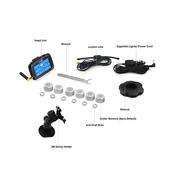 U901T Tire Pressure Monitoring System for Trucks with 6pcs External Sensors Real Time Monitoring Pressure and Temperature Vehicle Battery Testing Large LCD Display - Image 8