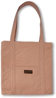 GHARIBO BAGS Womens Linen Tote Bag In One Color And An Outer Pocket R230128F 34 × 40 Cm Pink