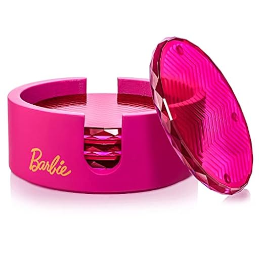 Dragon Glassware Barbie x Posavasos de Cristal Rosa para Bebidas, Utensilios de Bar para Mesa de café, Juego de Posavasos de Diamante con Soporte, Juego de 4 | Ya disponible en tu tienda friki favorita! En mundofriki.es!