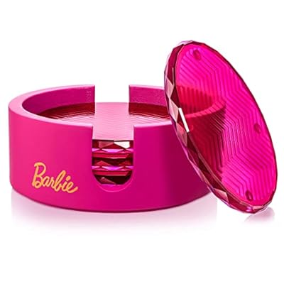Dragon Glassware Barbie x Posavasos de Cristal Rosa para Bebidas, Utensilios de Bar para Mesa de café, Juego de Posavasos de Diamante con Soporte, Juego de 4 | Ya disponible en tu tienda friki favorita! En mundofriki.es!