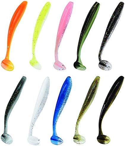 Soft Fishing Lures, 100PCS/50PCS Soft Plastic Baits Kit with Box for Fishing Trout Redfish Saltwater/Freshwater, 10 Mixed Colors/5Mixed Colors(100PCS/7cm/2g)