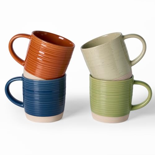 famiware Coffee Mugs Set of 4, 13 oz Mug Set, Ceramic Cup Set with Handle