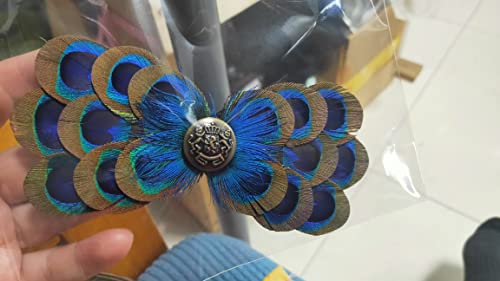 Natural Peacock Feather Fascinator Wedding Hair Clip (Blue) #TOP4