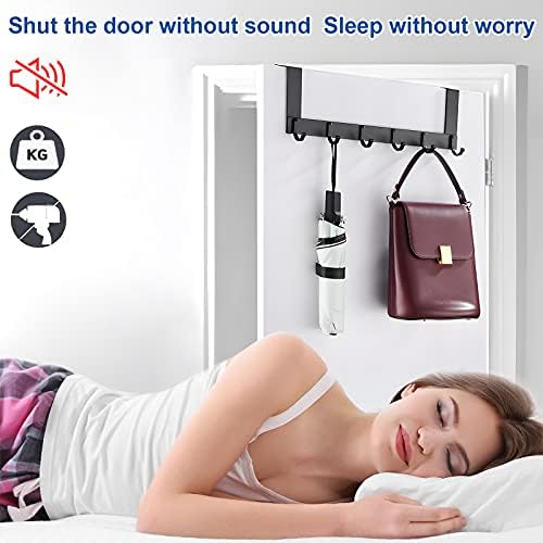 AiQInu Door Hook Black Stainless Steel  Door Hook Rack with 6 Hooks Door Hook Rack Clothes Hooks Door No Drilling  Hooks Suitable for Thicker Doors (4-4.5 cm), Door Hooks Strong Hooks, Door Hooks 6