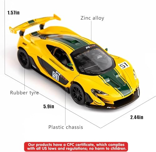 Image of 1:40 McLaren Die-Cast Toy Car - Pull-Back Action, LED Lights & Realistic Engine Sound, Openable Butterfly Doors, Premium Metal Model for Kids & Collectors