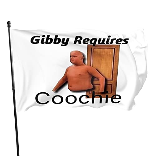 Wujiuo Gibby Requires Coochie Flag Funny Garden Flags Banner Single-Sided Printing 3×5ft Outdoor Decoration