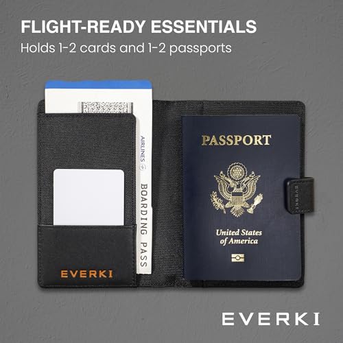 EVERKI RFID Passport Wallet - RFID Passport Holder for Travel, Slim RFID Blocking Pass Port Case Cover & Protector, Cute Pass Port Holder for Men & Women, Travel Essentials Gift for Travelers, Black3