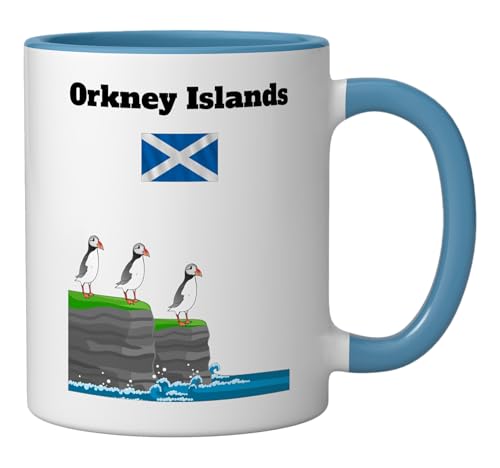 Taza cerámica Orkney Islands Puffin azul y blanco miniatura 2
