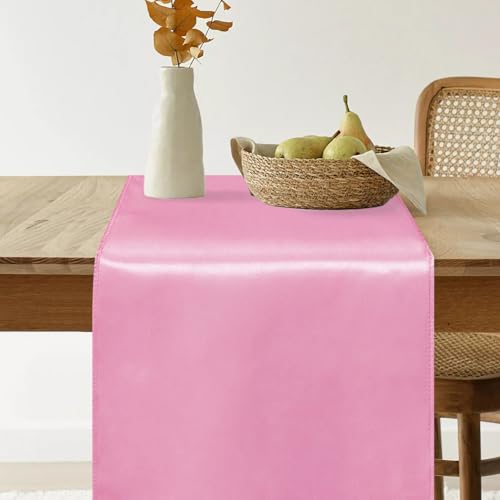 10 Pack Satin Table Runner 12 x 108 Inch Long Pink Smooth Silk Fabric Table Runner for Birthday Parties Wedding Banquets Decorations. by VHH - Used condition - Image 7