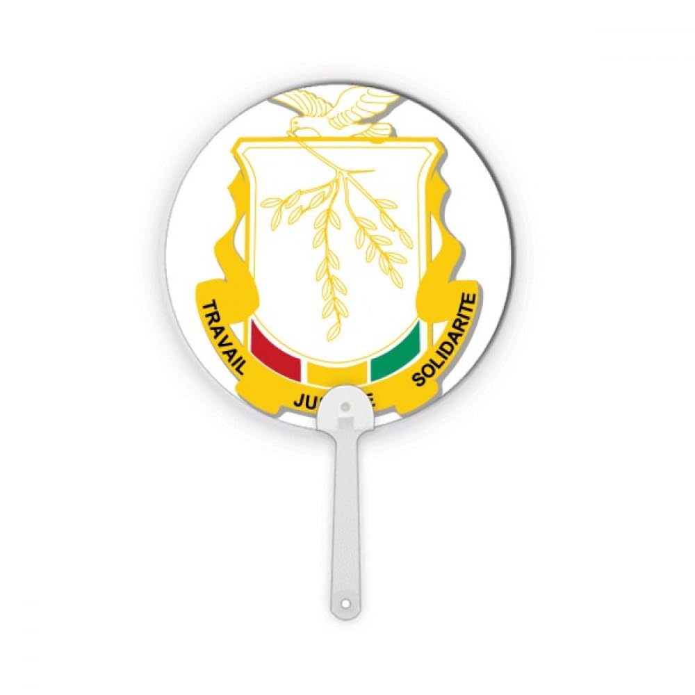 Éventail de main rond emblème national Guinée en plastique