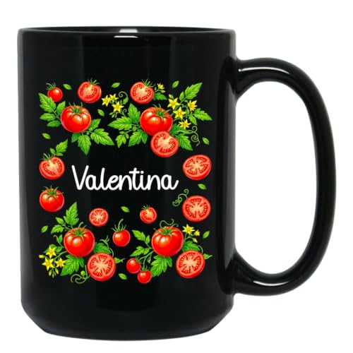 Yoriss Tomato Mug for Anniversary Birthday Christmas, Customized Tomato Ceramic Cup 11oz or 15oz, Vegetable Black Cup Gift for Boyfriend Girlfriend, Personalized Name Vegetable Lover Coffee Mug