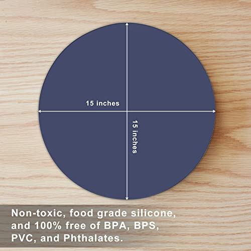 Bhnv Silicone Placemats For Dining Table Set Of 6 | 15” Non-Slip Round Placemat For Vinyl Table, Tile, Glass, Metal, Fabric Surface - Heat Resistant, Easy To Clean, Durable, Waterproof – Navy Blue #TOP4
