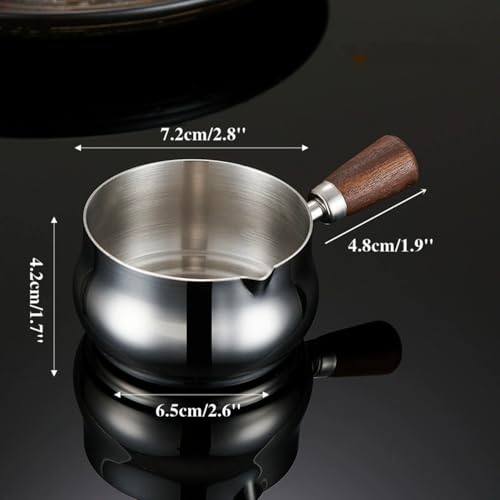 Vaso medidor espresso acero inoxidable 180 ml con mango madera miniatura 7