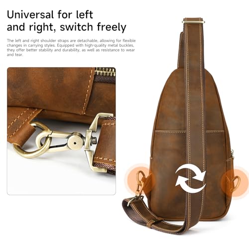 Image of NIUCUNZH Genuine Leather Crossbody Sling Bag Handmade Classic Vintage Shoulder purse daypack Backpack