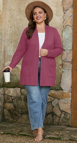 Image of OLRIK Plus Size Cardigan for Women 2026 Lightweight Open Front with Pockets
