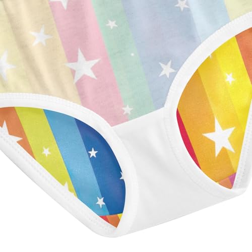 Underwear Girls, Rainbow Stripe Toddler Girl Briefs, Cotton Underwear for Girls, 2T–8 Years4