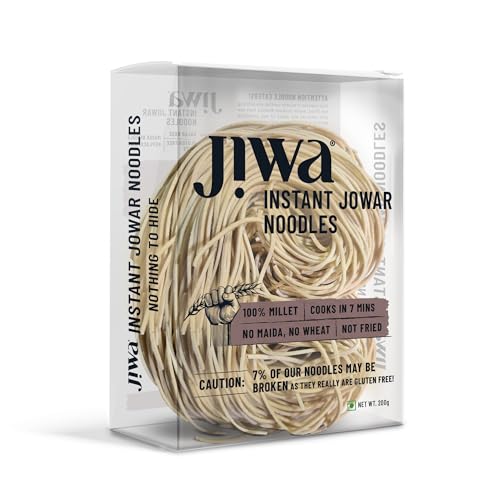 Image of Jiwa Instant Jowar Noodles | Hakka Noodles | Cooks in 7 Minutes | Ready to Cook | 100% Millet | No Maida, No Atta | Not Fried | Gluten Free | 200 G