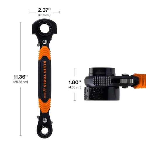 Image of KLEIN TOOLS KT175HFINS 7-in-1 Insulated Lineman Wrench with Dual Hammer Faces, Ratcheting Pass-Through Design, 1000V Rated, Multi-Size Utility Wrench for Pole Hardware