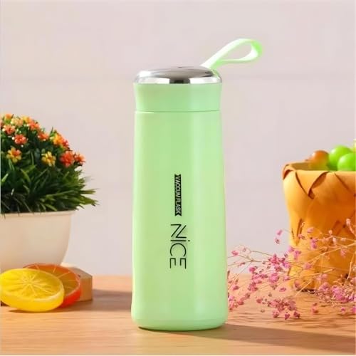 Image of Nice Water Bottle, Glass Inner Liner with Silicone Protective Cover Hot and Cold Thermoware 400ml Vaccum Flask Glass Water Bottle | Leak Proof | BPA Free | Air Tight Lid | (Multicolour-Pack of 4)