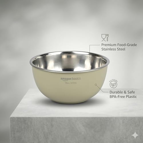 Image of Zaib Stainless Steel Microsafe Bowl (350ml, 12cm) - Insulated Double Wall Serving Dish for Soup, Snacks, Desserts & Festive Treats - Microwave Safe Outside, Steel Inside (Olive Green)