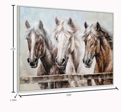 Image of Yihui Arts Horse Canvas Wall Art for Rustic Farmhouse Living Room Bedroom Bathroom Decor - Large Hand Painted Textured Artwork in Cream, Beige, White, and Brown Colors