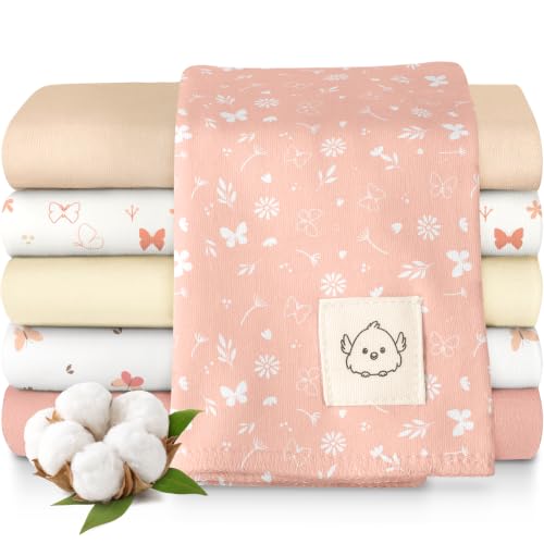 Organic Burp Cloths Baby Boy Girl, 6pk Large Burping Cloths (Butterflies)