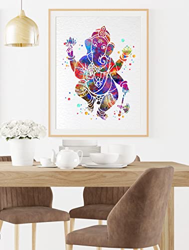 Dignovel Studios 8X10 Unframed Elephant Hindu God Ganesha Lord Worship Prayer Watercolor Art Wedding Housewarming Nursery Kids Wall Art Giclee Office Home Decor Wall Hanging Dn516 #TOP2