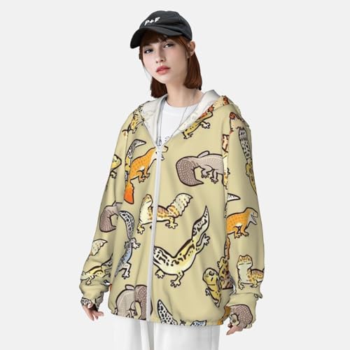 UPF 50+ Sun Protection Jacket Cute Leopard Gecko Sun Shirt Hooded Cooling Shirt4